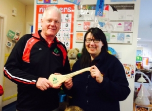 LOUGHGIEL GAC CHAIRMAN JOHN CAMPBELL WITH MRS CATHERINE SANDS LOUGHGIEL COMMUNITY NURSERY UNIT